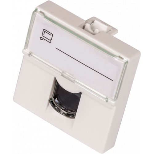 Вставка Mosaic 45x45, RJ-45 UTP, кат.6, со шторкой и увеличенным окном маркировки, белая